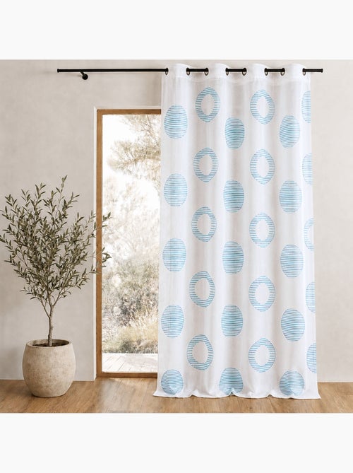 Voilage brodé à motifs ronds et cercles rayés - Kiabi