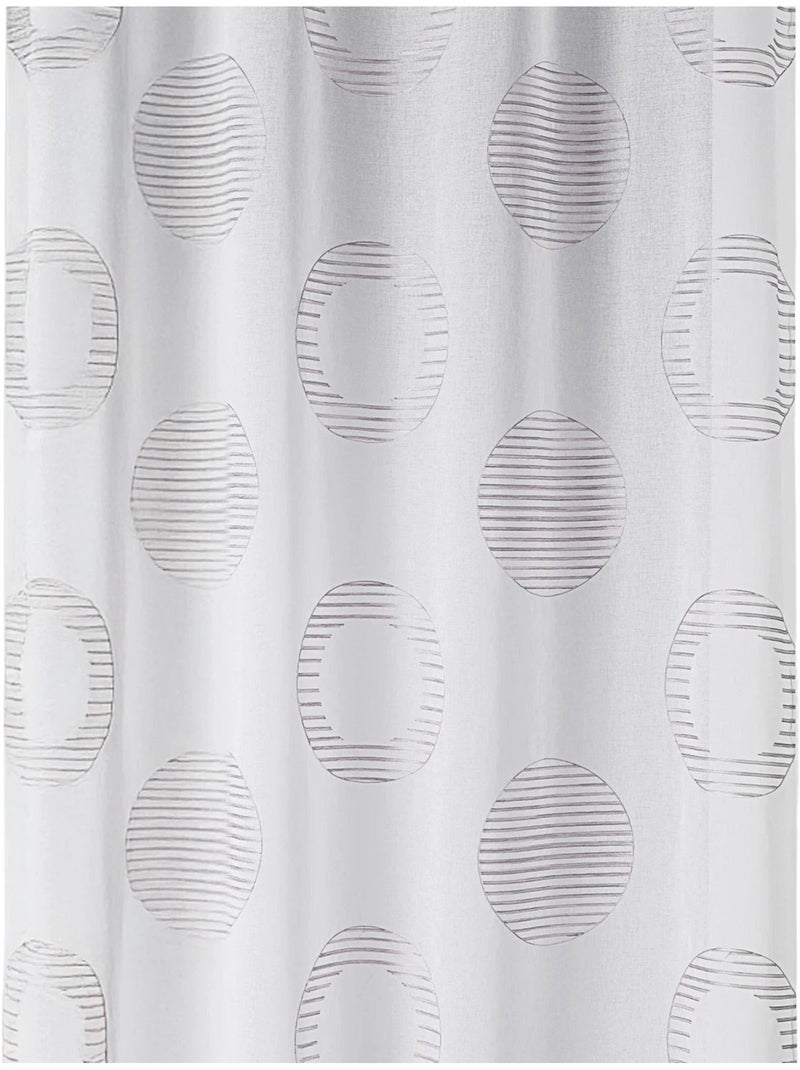 Voilage brodé à motifs ronds et cercles rayés Gris clair - Kiabi