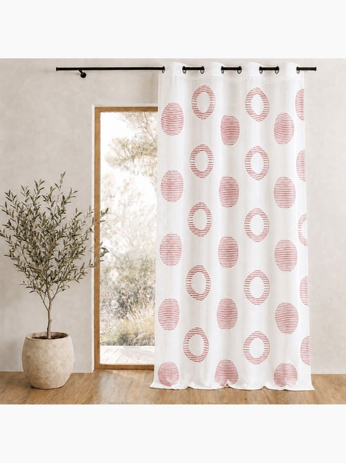 Voilage brodé à motifs ronds et cercles rayés - Kiabi