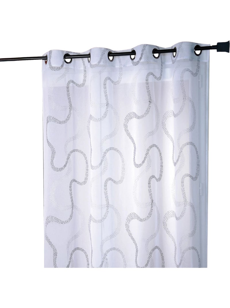 Voilage brodé à motifs zigzag Noir - Kiabi