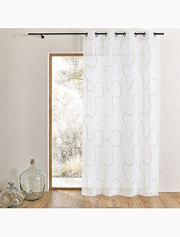 Voilage brodé à motifs zigzag