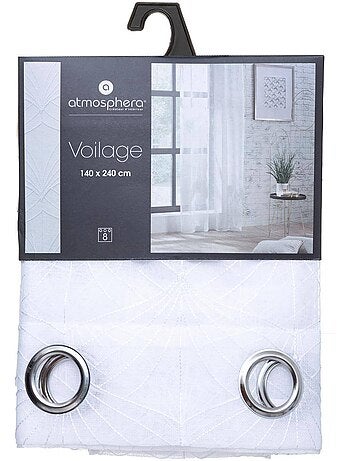 Voilage brodé à oeillets métalliques brode