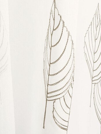 Voilage brodé Feuilles couleur taupe - prêt à Poser.