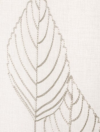 Voilage brodé Feuilles couleur taupe - prêt à Poser.