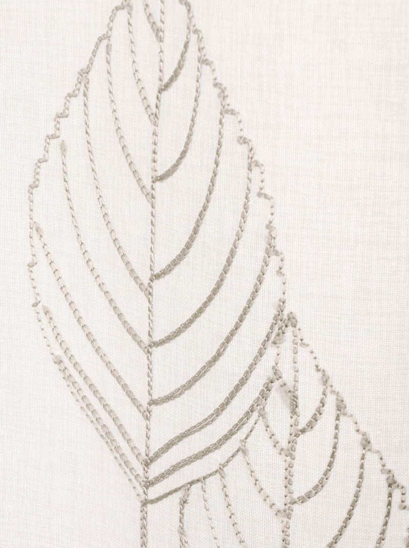 Voilage brodé Feuilles couleur taupe - prêt à Poser. Ivoire - Kiabi