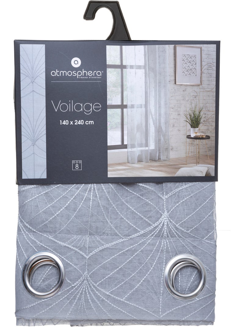 Voilage brodé MIA Gris - Kiabi