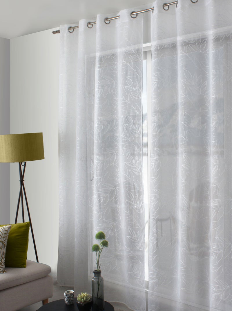 Voilage brodé motif feuillage Blanc - Kiabi