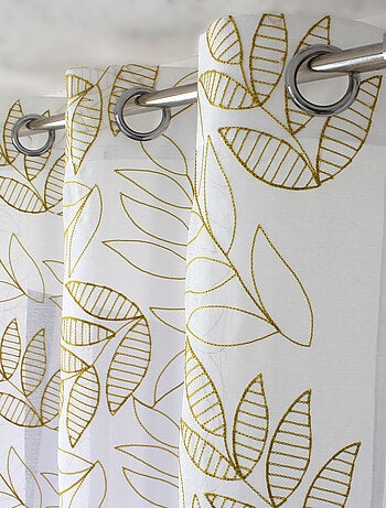 Voilage brodé motif feuillage