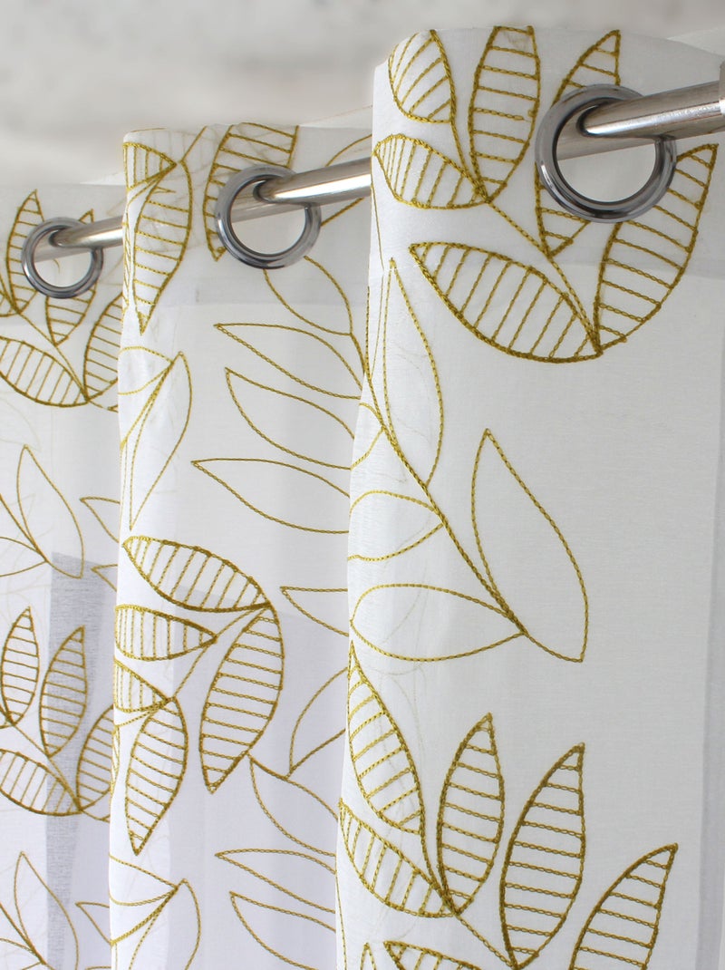 Voilage brodé motif feuillage Bronze - Kiabi
