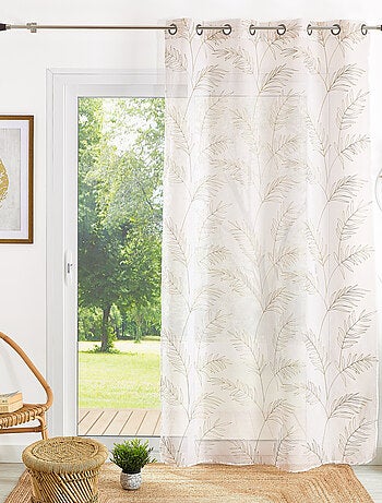Voilage brodé motif feuilles