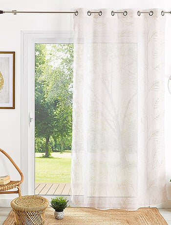 Voilage brodé motif feuilles