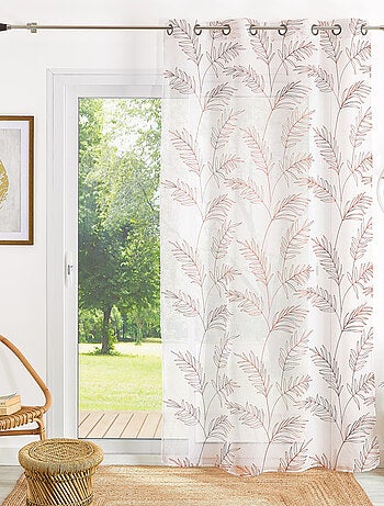 Voilage brodé motif feuilles