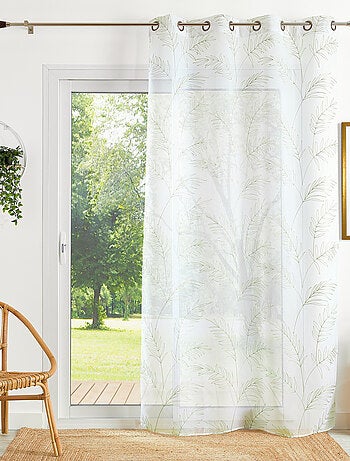 Voilage brodé motif feuilles