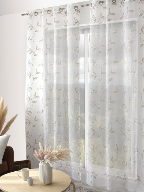 Voilage brodé motif nature - Kiabi
