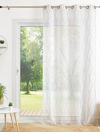 Voilage brodé motif vagues et pois