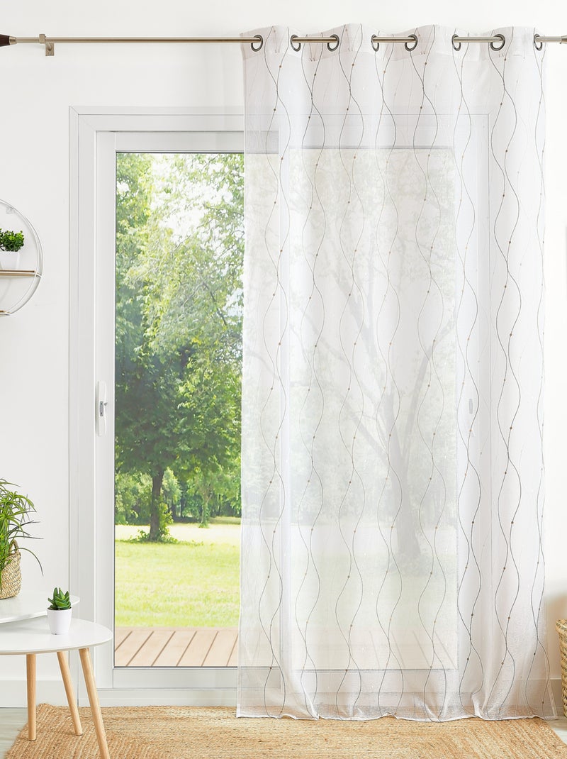 Voilage brodé motif vagues et pois Beige - Kiabi