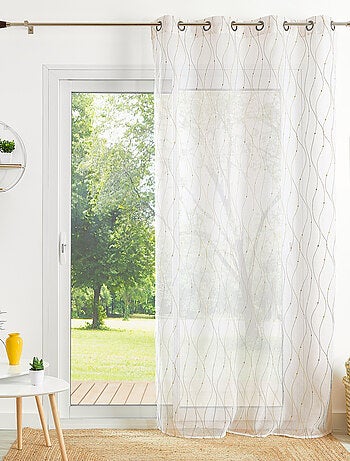 Voilage brodé motif vagues et pois