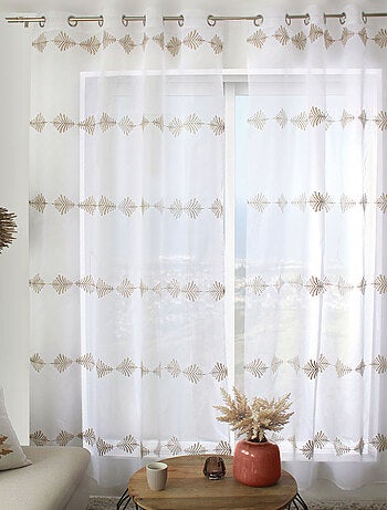 Voilage brodé motif végétal en lignes