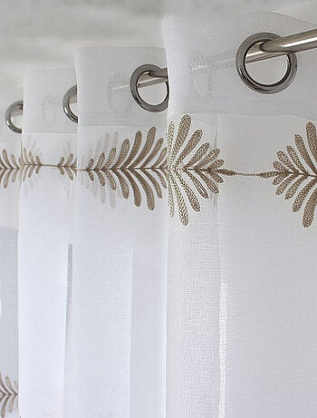 Voilage brodé motif végétal en lignes