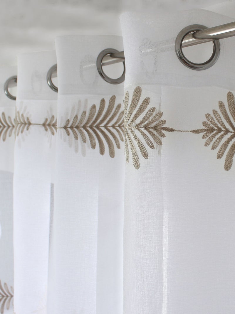 Voilage brodé motif végétal en lignes Beige - Kiabi