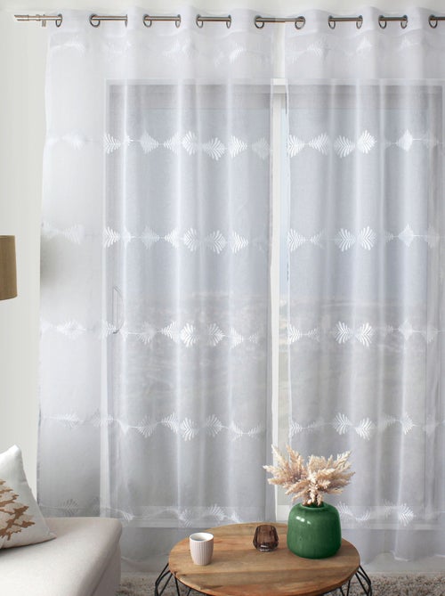 Voilage brodé motif végétal en lignes - Kiabi