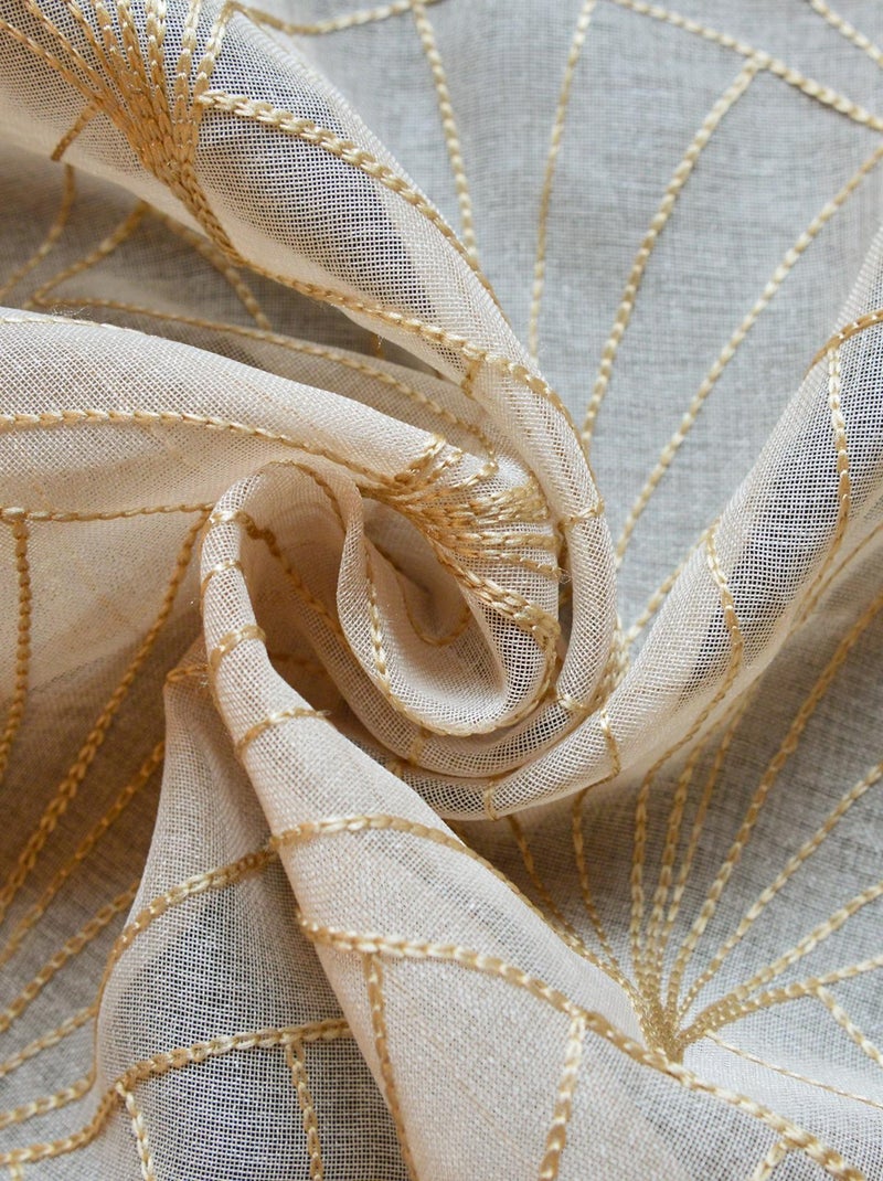 Voilage brodé style art déco Beige clair - Kiabi