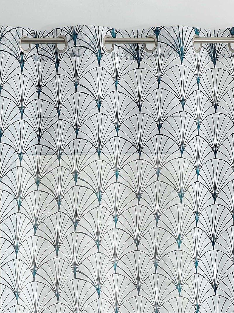 Voilage brodé style art déco Bleu canard - Kiabi