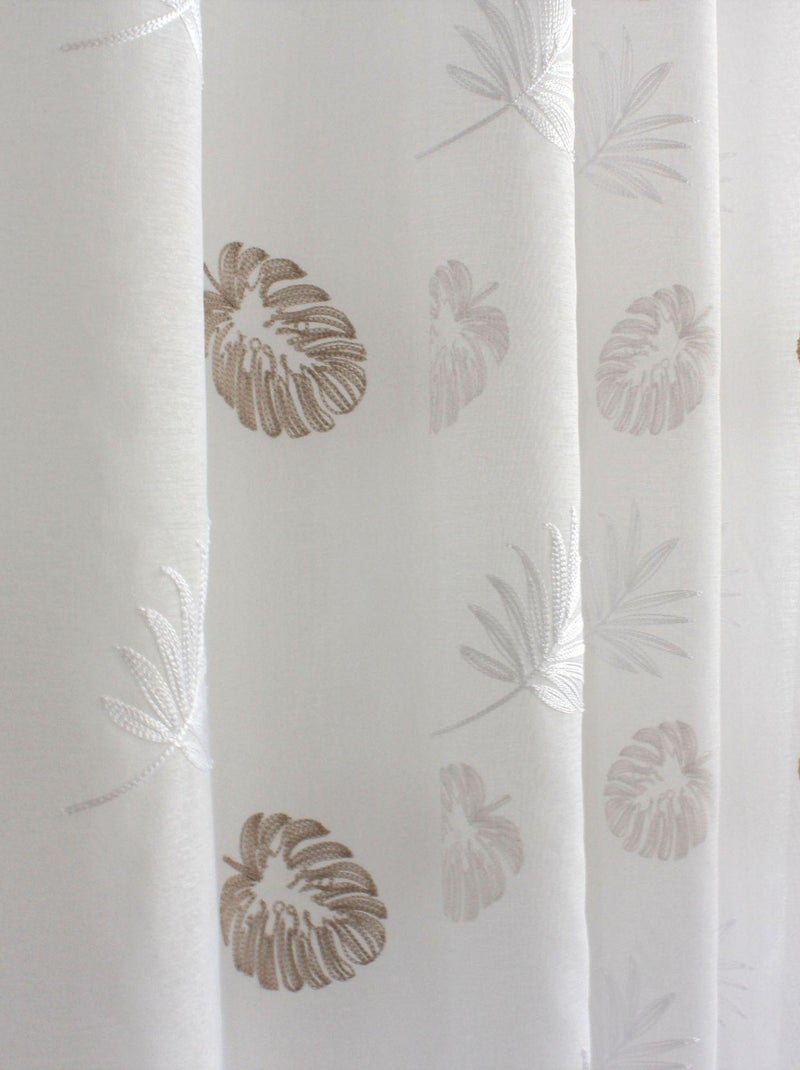 Voilage brodé sur étamine Beige - Kiabi