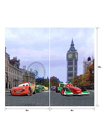Voilage Cars à Londres Disney - 180 x 160cm - 2 parties