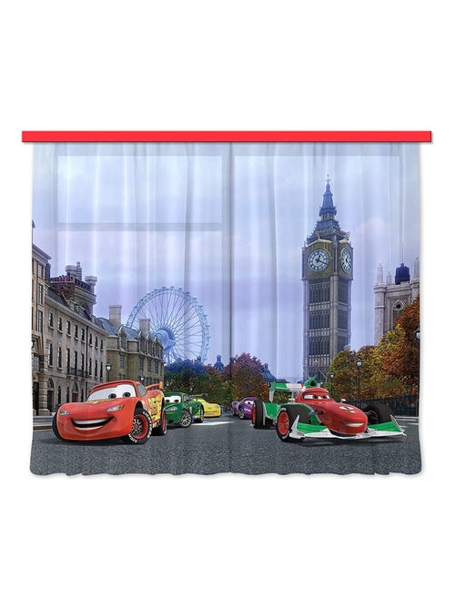 Voilage Cars à Londres Disney - 180 x 160cm - 2 parties - Kiabi