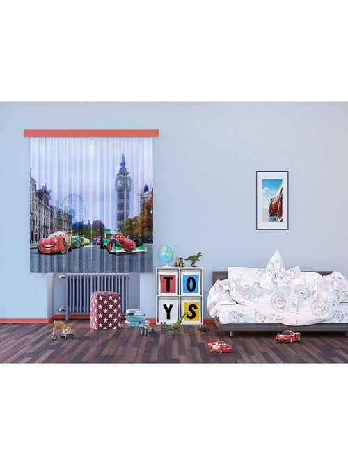 Voilage Cars à Londres Disney - 180 x 160cm - 2 parties - Kiabi