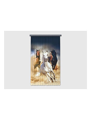 Voilage chevaux -1 pièce - L 140 cm x H 245 cm