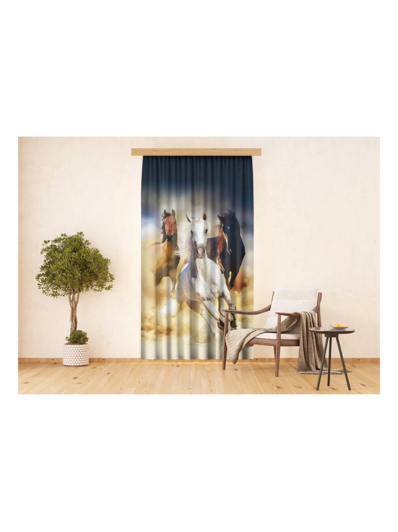 Voilage chevaux -1 pièce - L 140 cm x H 245 cm Multicolore - Kiabi