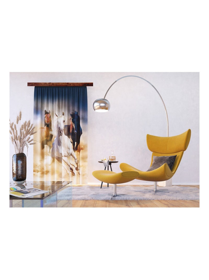 Voilage chevaux -1 pièce - L 140 cm x H 245 cm Multicolore - Kiabi