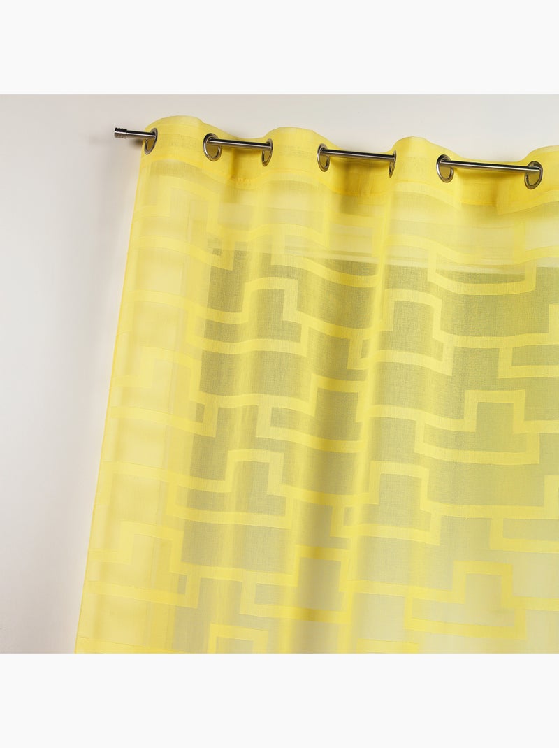 Voilage coloré flash motifs ton sur ton Jaune - Kiabi