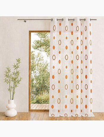 Voilage coloré motifs cercles prêt à poser