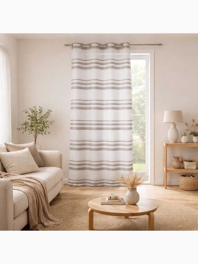 Voilage coloré rayures horizontales Taupe - Kiabi