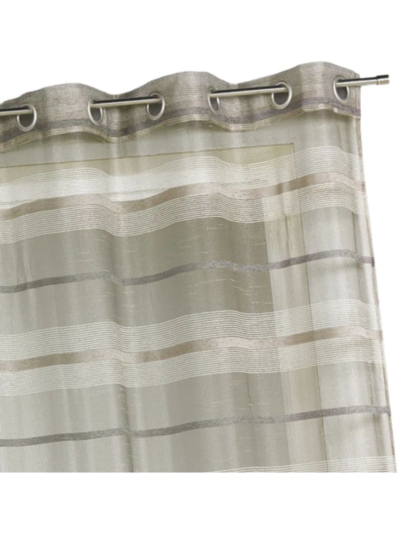 Voilage coloré rayures horizontales Taupe - Kiabi