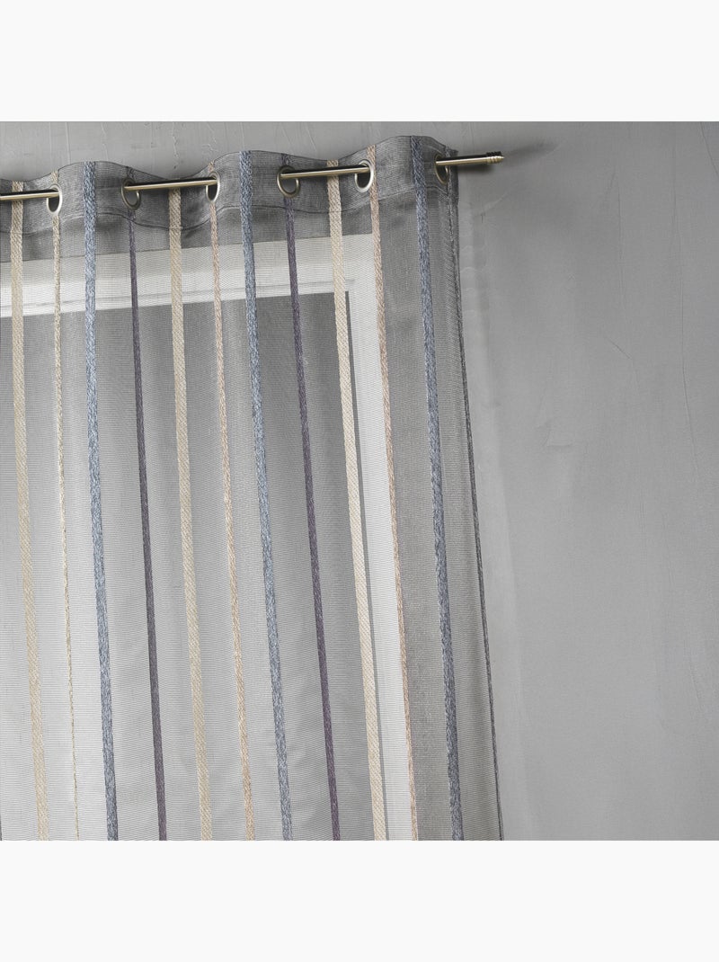 Voilage coloré rayures ton sur ton gris anthracite - Kiabi