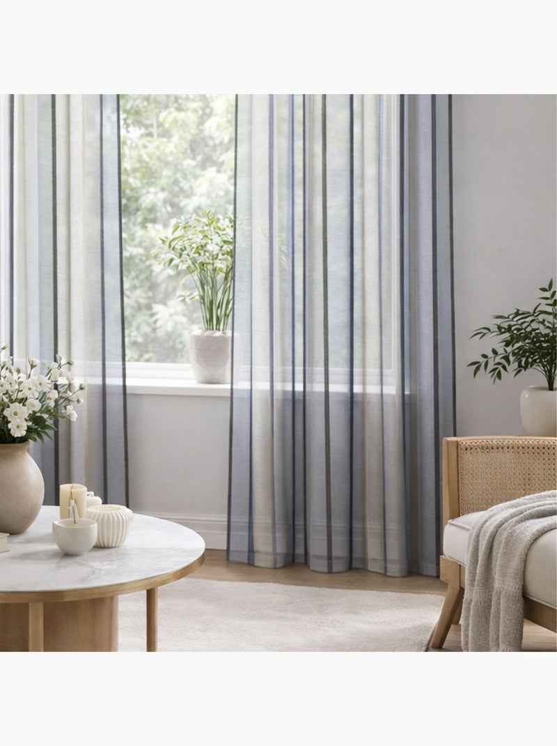 Voilage coloré rayures ton sur ton gris anthracite - Kiabi
