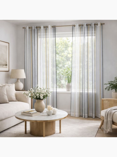 Voilage coloré rayures ton sur ton - Kiabi