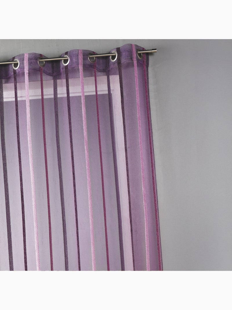 Voilage coloré rayures ton sur ton Violet prune - Kiabi