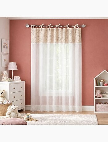 Voilage coton et lin à nouette avec parement