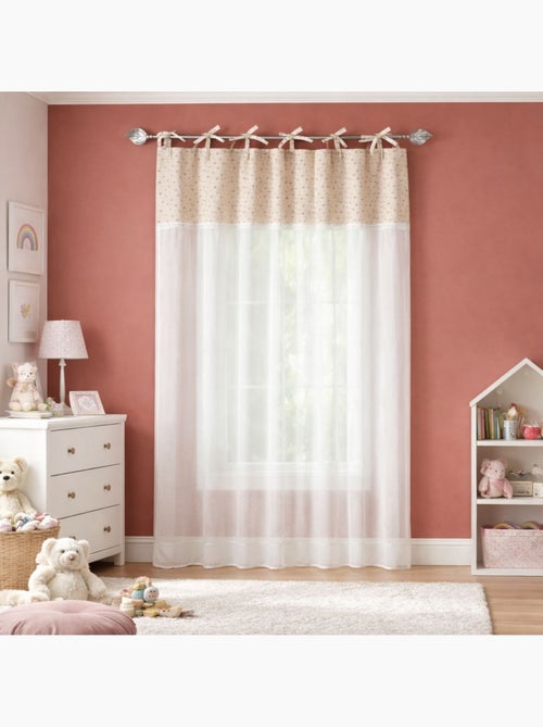 Voilage coton et lin à nouette avec parement - Kiabi