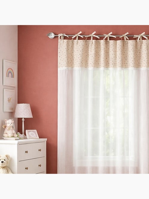 Voilage coton et lin à nouette avec parement - Kiabi