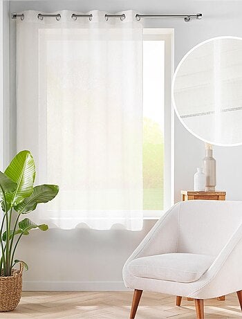 Voilage court à œillets en voile tissé