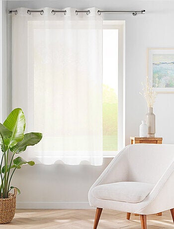 Voilage court à œillets en voile tissé