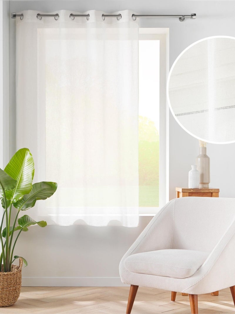 Voilage court à œillets en voile tissé Bois naturel - Kiabi