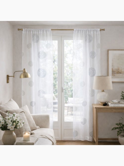 Voilage de fenêtre ronds brodés - Kiabi