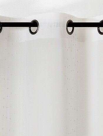 Voilage délicat à fines rayures et pompons